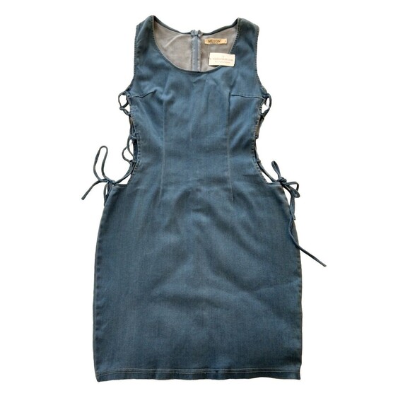 Mebon by Machine Jeans Windsor Denim Dress Sz L NWT Tie Strings Side Sexy - Picture 5 of 9